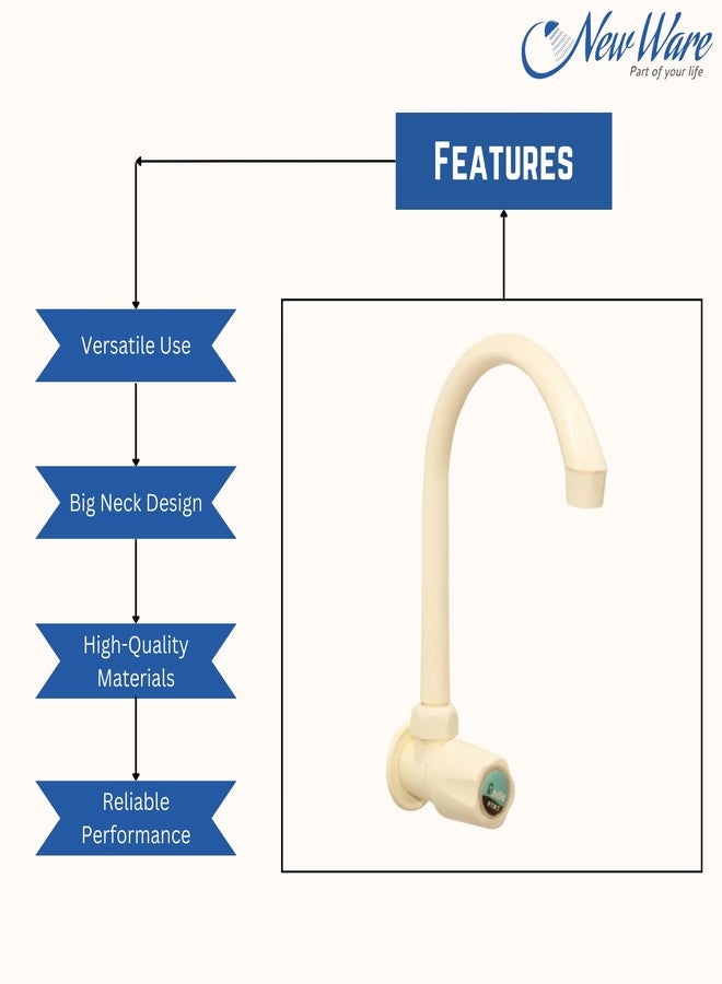 NEW WARE PVC Swan Neck Tap with Big Neck & Flange | Plastic Sink Cock for Kitchen, Bathroom & Wash Basin - Image 4